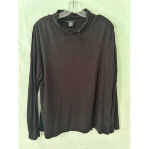 Tahari Women's L Long Sleeve Cowl Neck Top Blouse Brown Casual